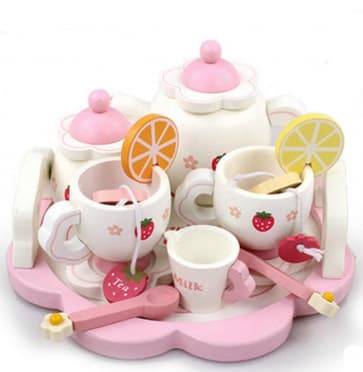Mother Garden Handmade Wooden Pretend Play Toy--Strawberry Tea Pot Set