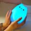 GLIME Children Kids Night Light LED Cat Silicone Toy Nightlight for Baby Nursery Bedrooms 8 Colors