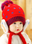 Cute Winter Star Fashion Knitted Hat with Bear Fleece Ear Muff Kids Toddler Baby 6-36mos