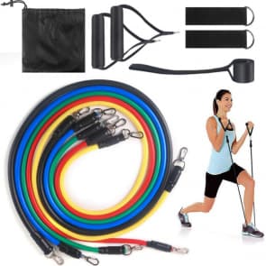 Stay at Home Workout Set, 5 Resistance Bands Set, Exercise Workout Bands