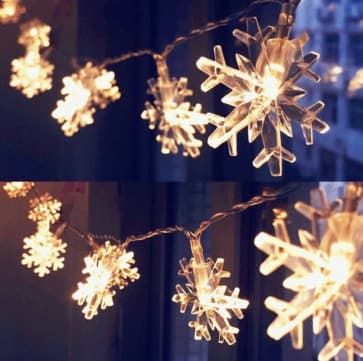 Snowflake Shape LED Christmas Lights - 10 Meters /  32 Feet