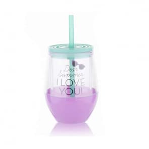 Tanana Summer Iced Drink Short Cup with lid & straw 300ml, 10oz