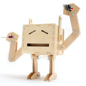 Wood Robot Tissue Box and Utensil Holder GeekCook