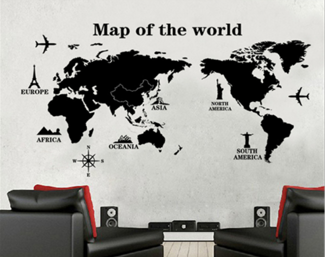 World Map Wall Decal Sticker  Toy Game Shop